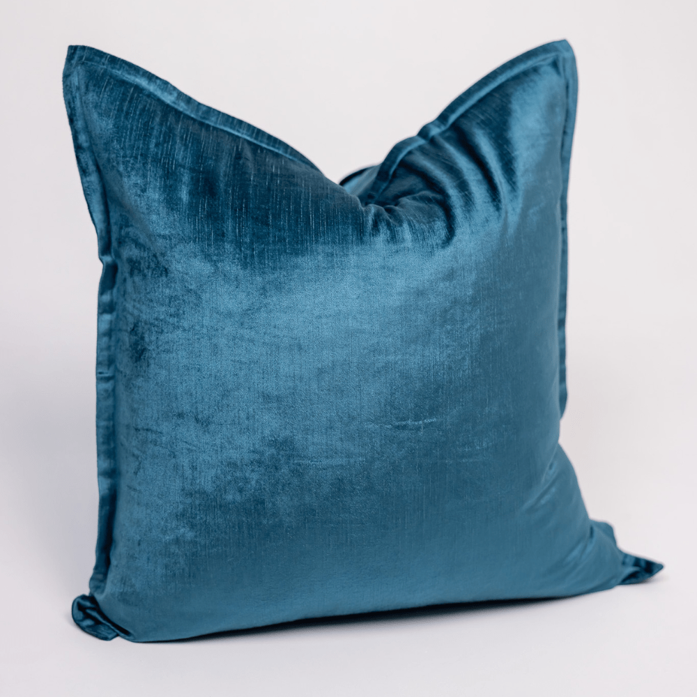 BHD HOME BHD Bespoke Velvet Flange Aqua Large Lounge Cushion 60 x 60cm