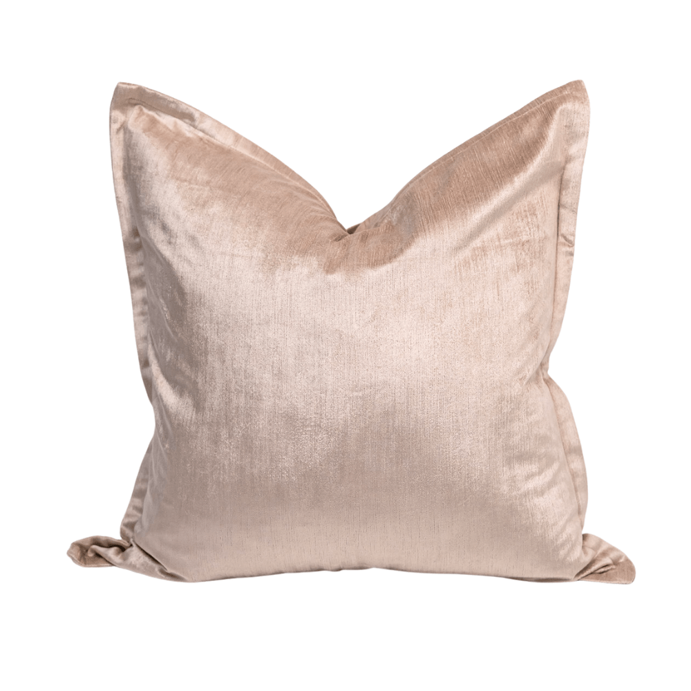 BHD HOME BHD Bespoke Velvet Flange Beige Large Lounge Cushion 60 x 60cm