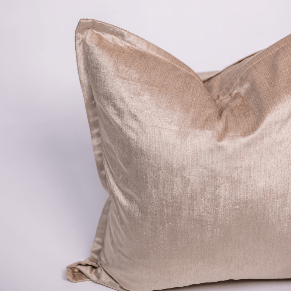 BHD HOME BHD Bespoke Velvet Flange Beige Large Lounge Cushion 60 x 60cm