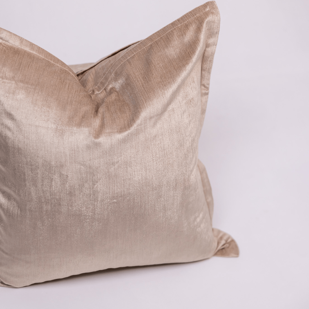 BHD HOME BHD Bespoke Velvet Flange Beige Large Lounge Cushion 60 x 60cm