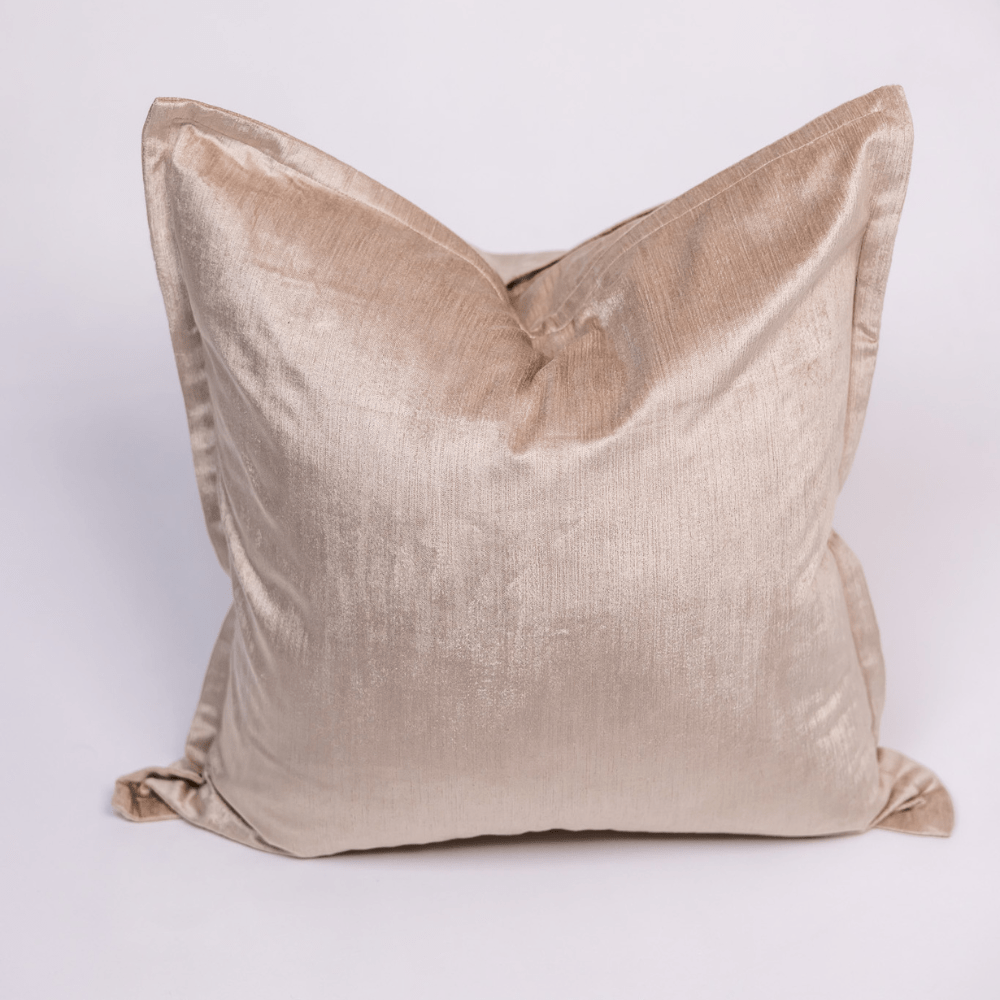BHD HOME BHD Bespoke Velvet Flange Beige Large Lounge Cushion 60 x 60cm