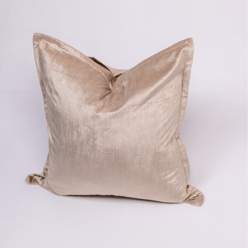 BHD HOME BHD Bespoke Velvet Flange Beige Large Lounge Cushion 60 x 60cm