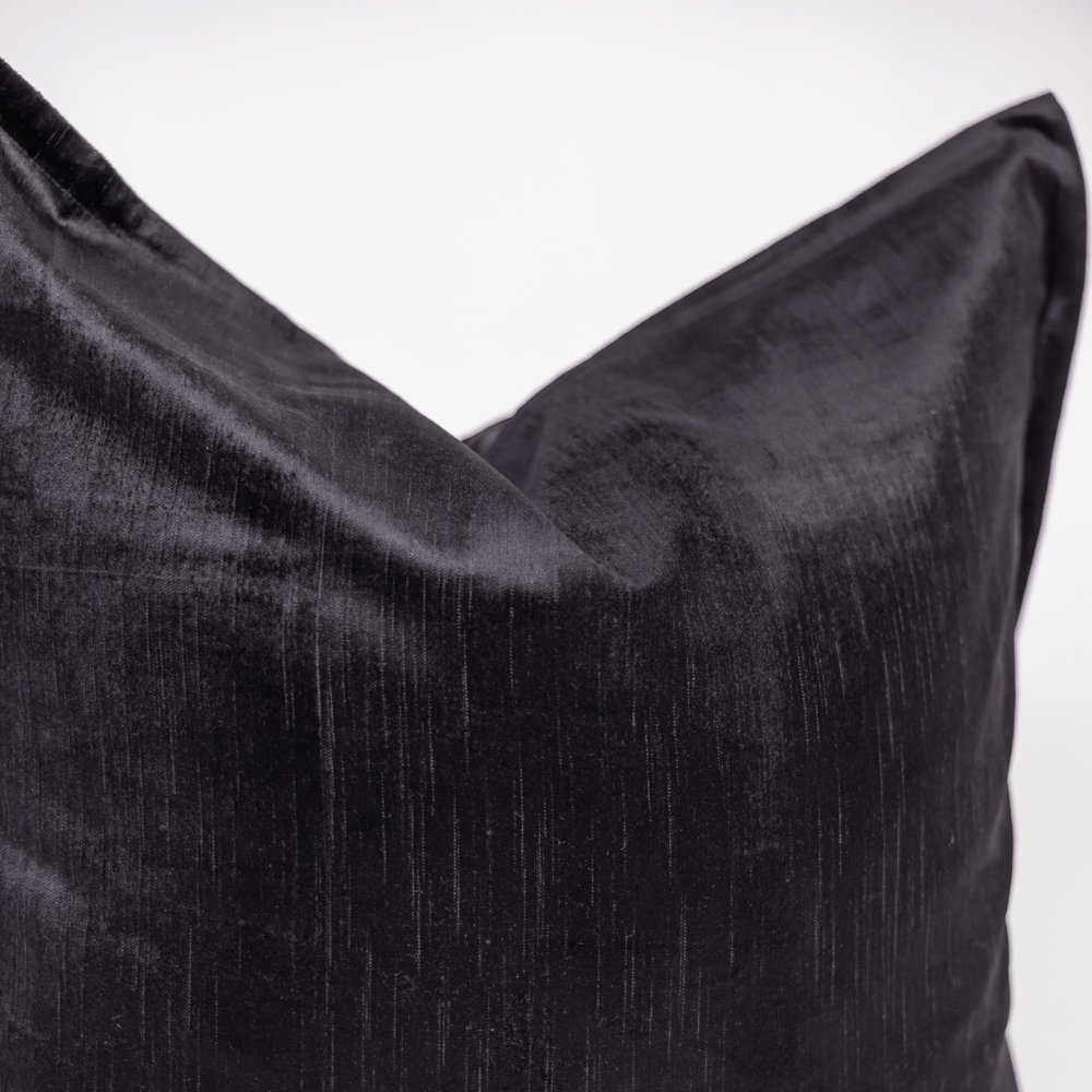 BHD HOME BHD Bespoke Velvet Flange Black Large Lounge Cushion 60 x 60cm
