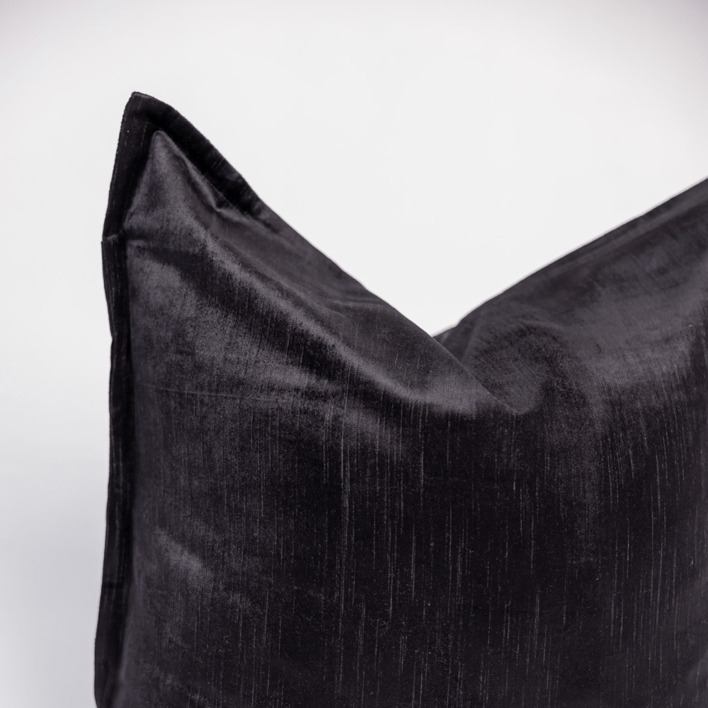 BHD HOME BHD Bespoke Velvet Flange Black Large Lounge Cushion 60 x 60cm