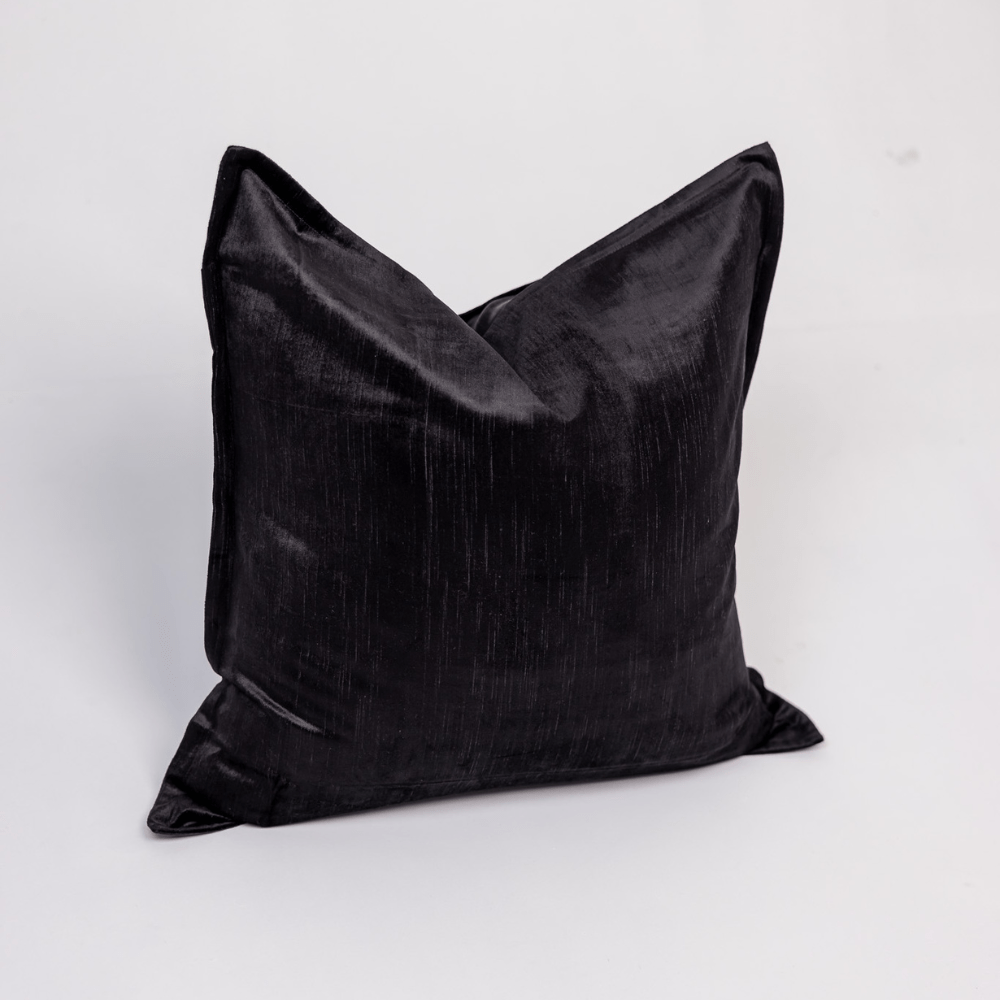 BHD HOME BHD Bespoke Velvet Flange Black Large Lounge Cushion 60 x 60cm