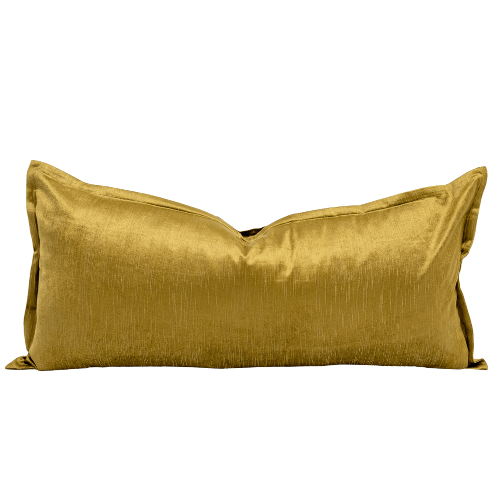 BHD HOME BHD Bespoke Velvet Flange Chartreuse Long Lumbar Cushion 40 x 90cm