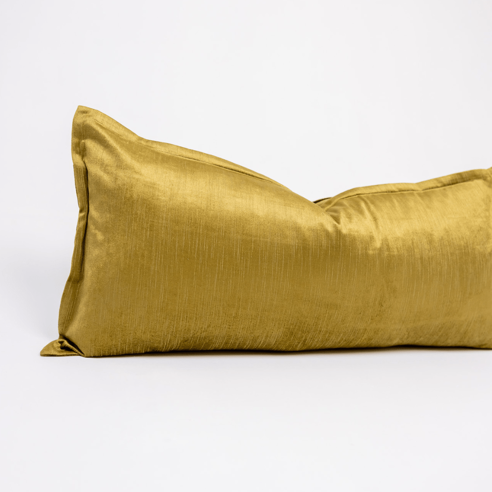 BHD HOME BHD Bespoke Velvet Flange Chartreuse Long Lumbar Cushion 40 x 90cm