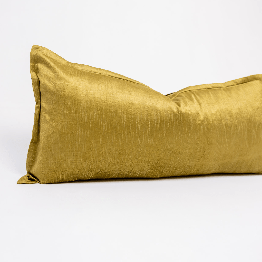 BHD HOME BHD Bespoke Velvet Flange Chartreuse Long Lumbar Cushion 40 x 90cm