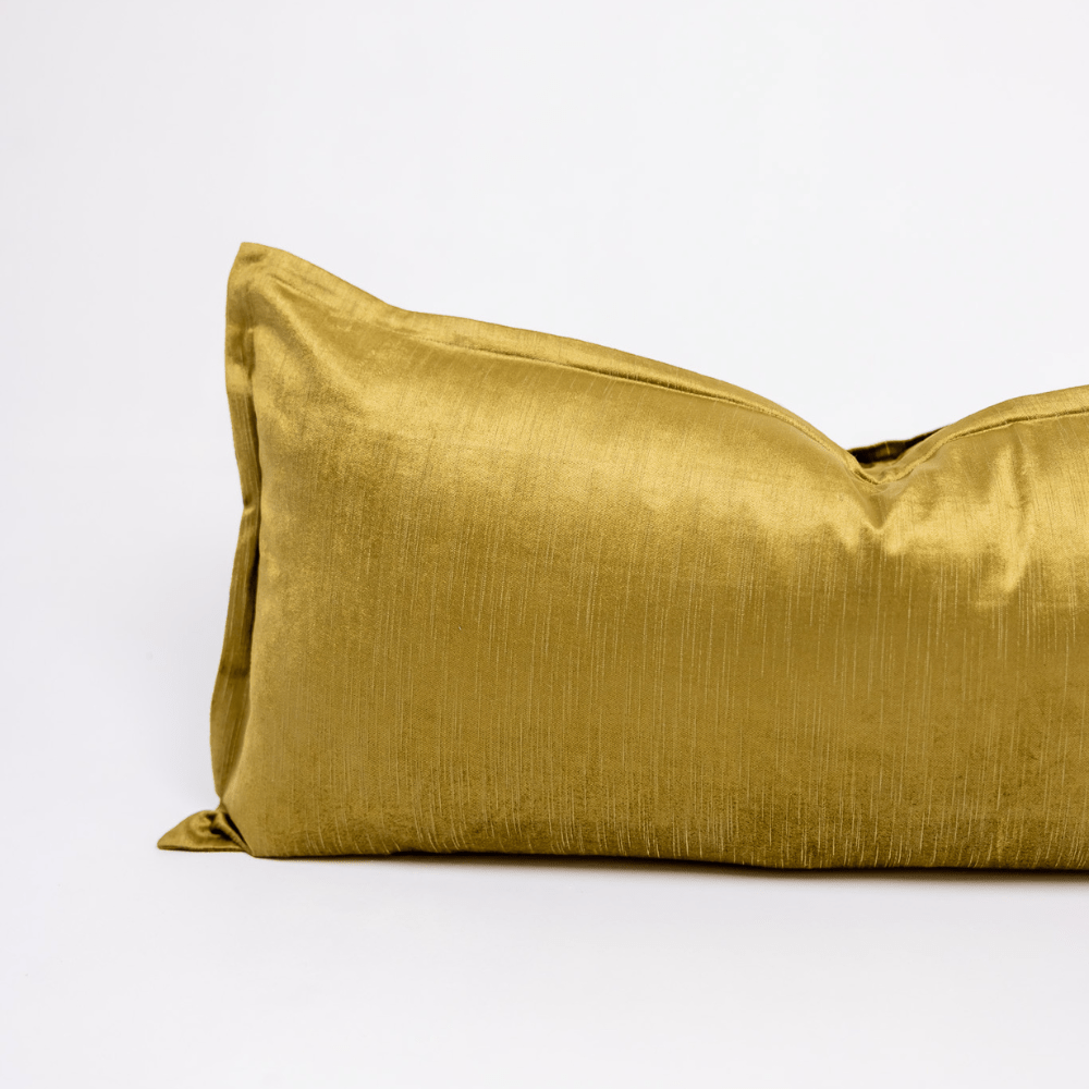 BHD HOME BHD Bespoke Velvet Flange Chartreuse Long Lumbar Cushion 40 x 90cm