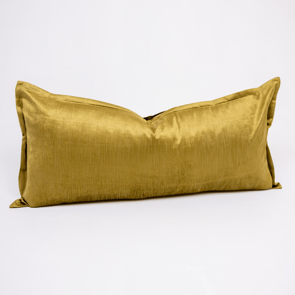 BHD HOME BHD Bespoke Velvet Flange Chartreuse Long Lumbar Cushion 40 x 90cm