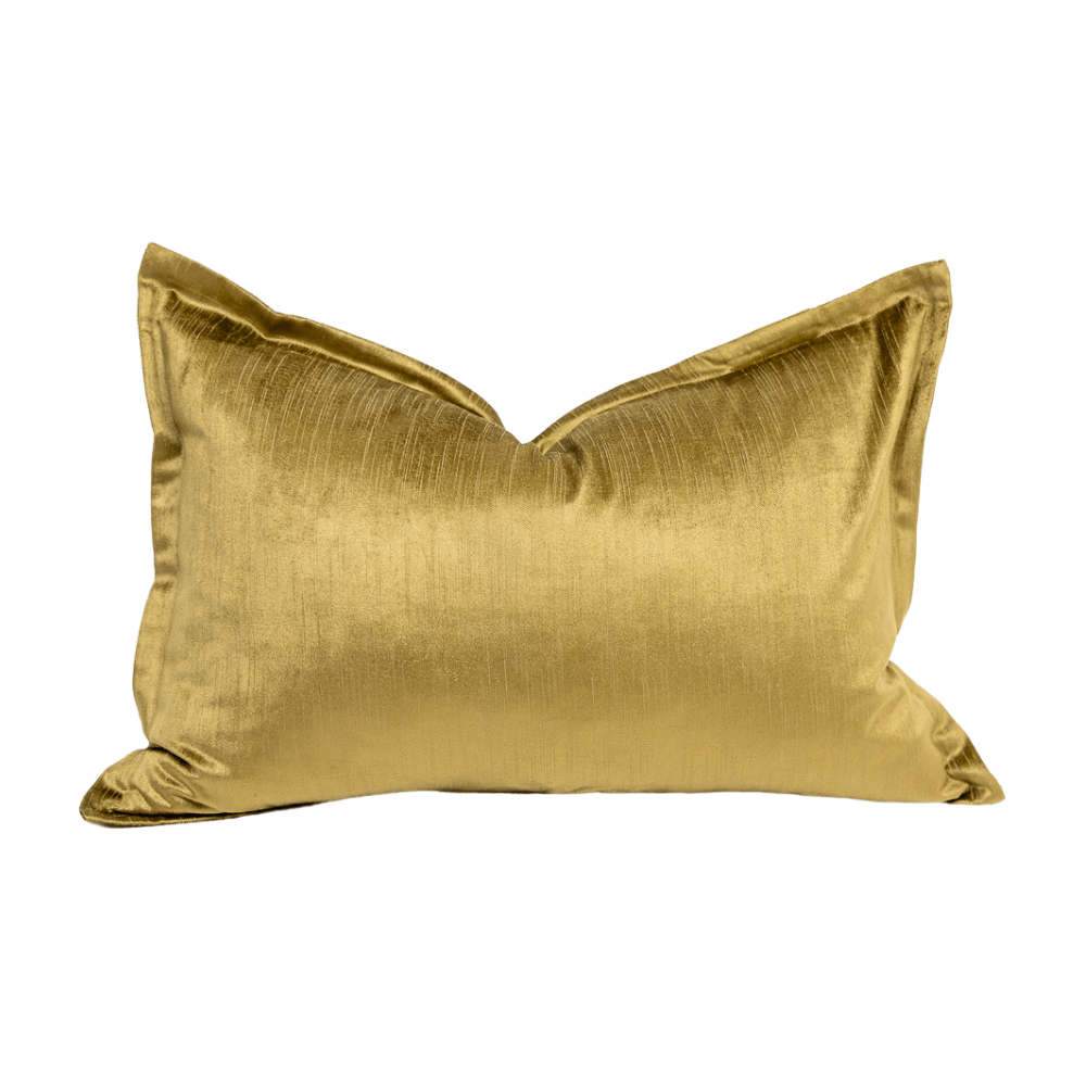 BHD HOME BHD Bespoke Velvet Flange Chartreuse Medium Lumbar Cushion 40 x 60cm