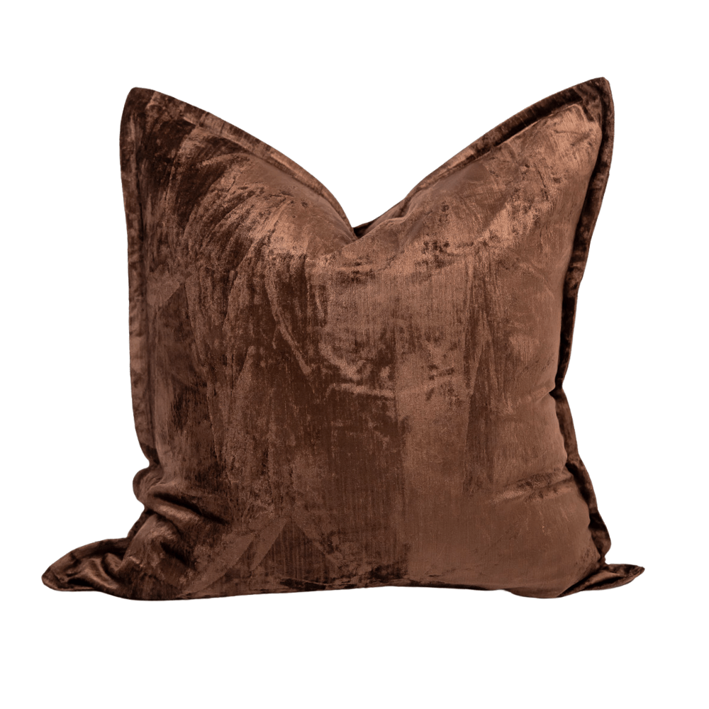 BHD HOME BHD Bespoke Velvet Flange Chocolate Large Lounge Cushion 60 x 60cm