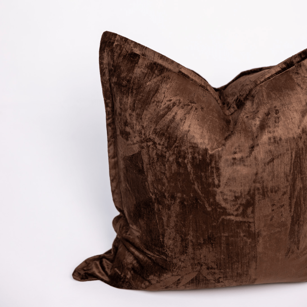 BHD HOME BHD Bespoke Velvet Flange Chocolate Large Lounge Cushion 60 x 60cm