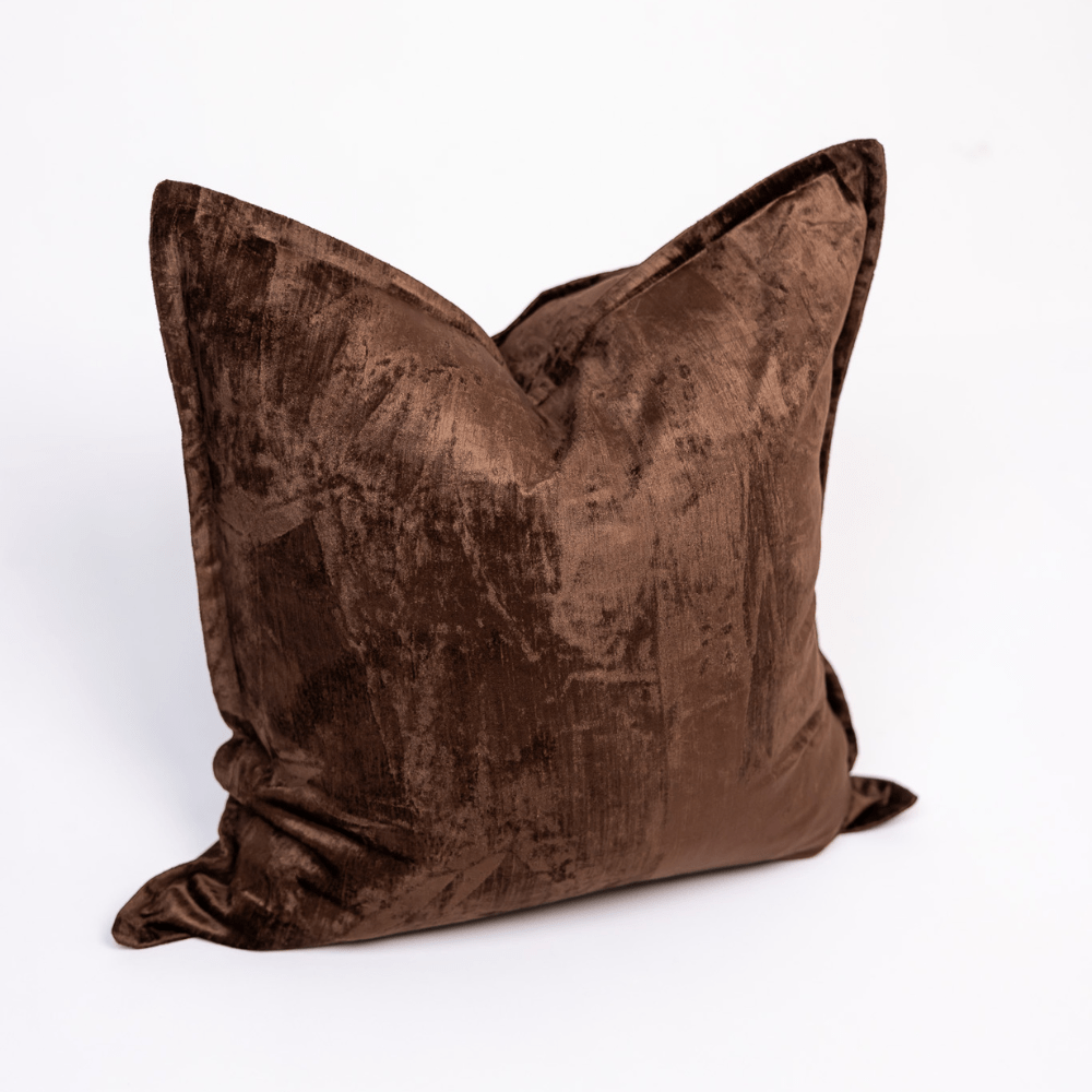 BHD HOME BHD Bespoke Velvet Flange Chocolate Large Lounge Cushion 60 x 60cm