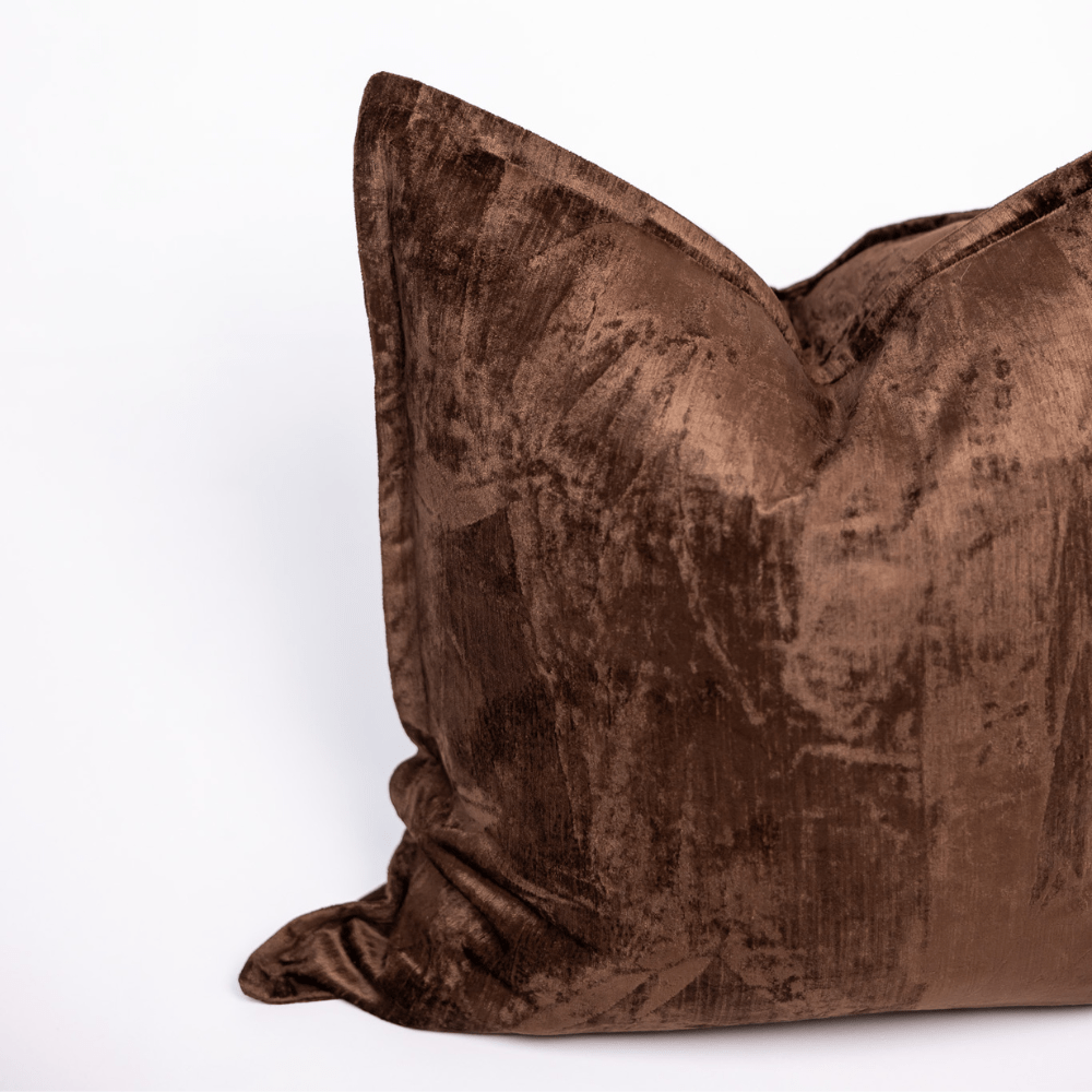 BHD HOME BHD Bespoke Velvet Flange Chocolate Large Lounge Cushion 60 x 60cm