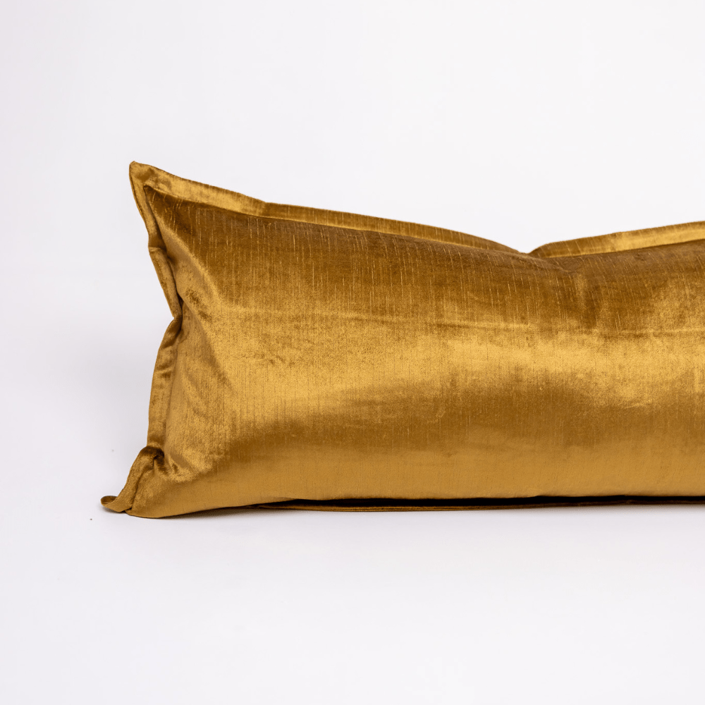 BHD HOME BHD Bespoke Velvet Flange Gold Long Lumbar Cushion 40 x 90cm