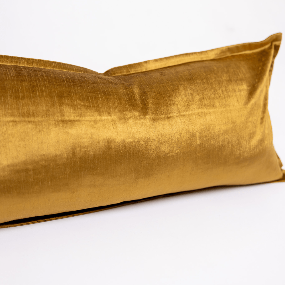 BHD HOME BHD Bespoke Velvet Flange Gold Long Lumbar Cushion 40 x 90cm