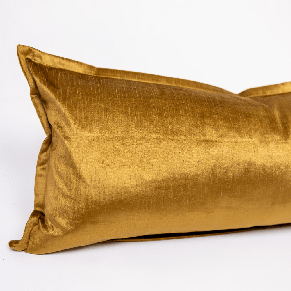 BHD HOME BHD Bespoke Velvet Flange Gold Long Lumbar Cushion 40 x 90cm