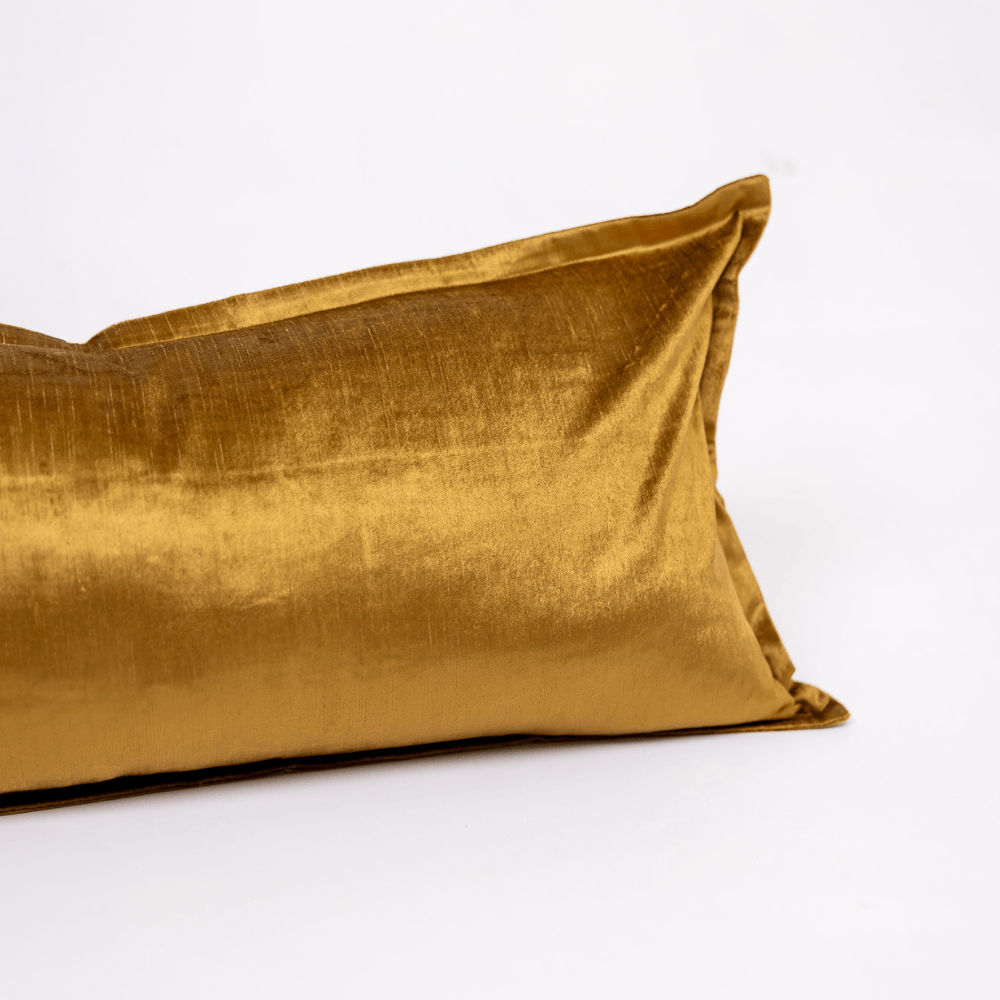 BHD HOME BHD Bespoke Velvet Flange Gold Long Lumbar Cushion 40 x 90cm
