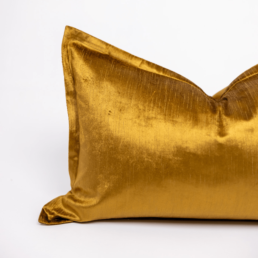 BHD HOME BHD Bespoke Velvet Flange Gold Medium Lumbar Cushion 40 x 60cm