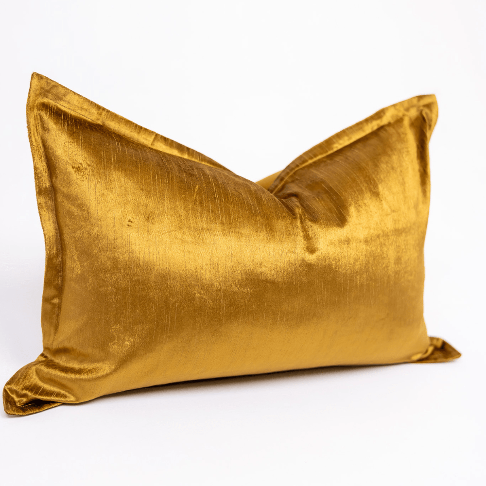 BHD HOME BHD Bespoke Velvet Flange Gold Medium Lumbar Cushion 40 x 60cm