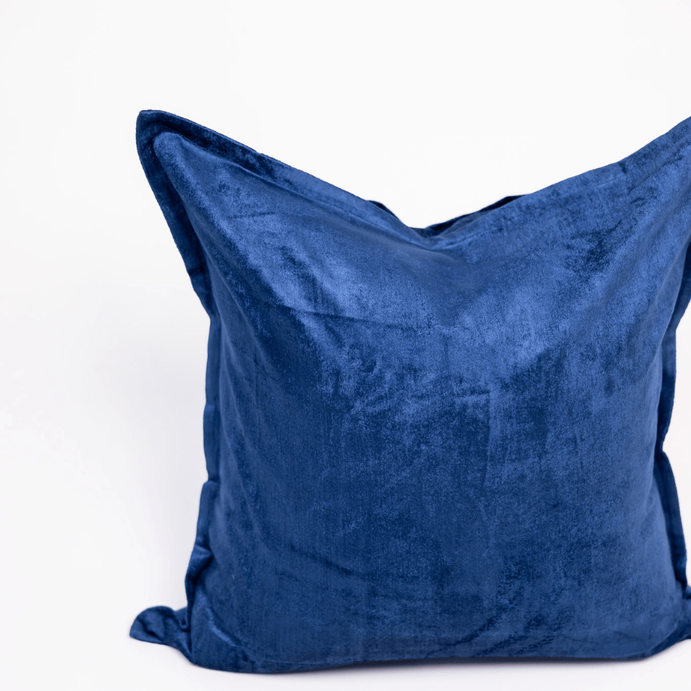 BHD HOME BHD Bespoke Velvet Flange Navy Large Lounge Cushion 60 x 60cm