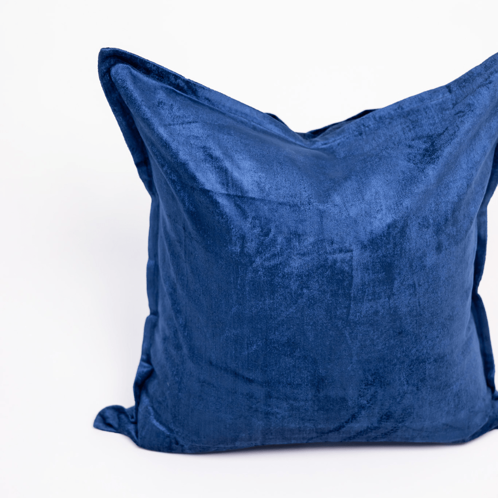 BHD HOME BHD Bespoke Velvet Flange Navy Large Lounge Cushion 60 x 60cm