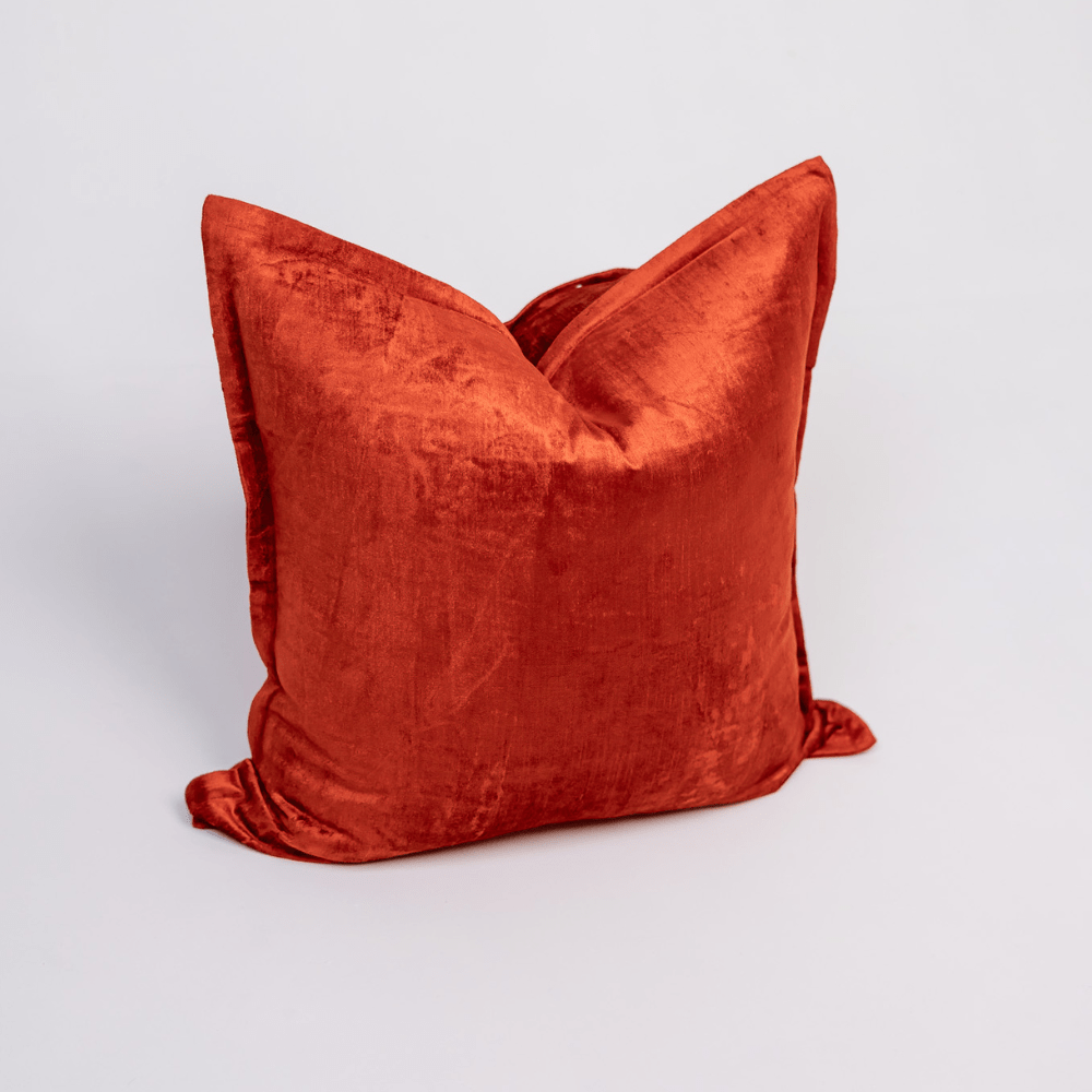 BHD HOME BHD Bespoke Velvet Flange Red Large Lounge Cushion 60 x 60cm