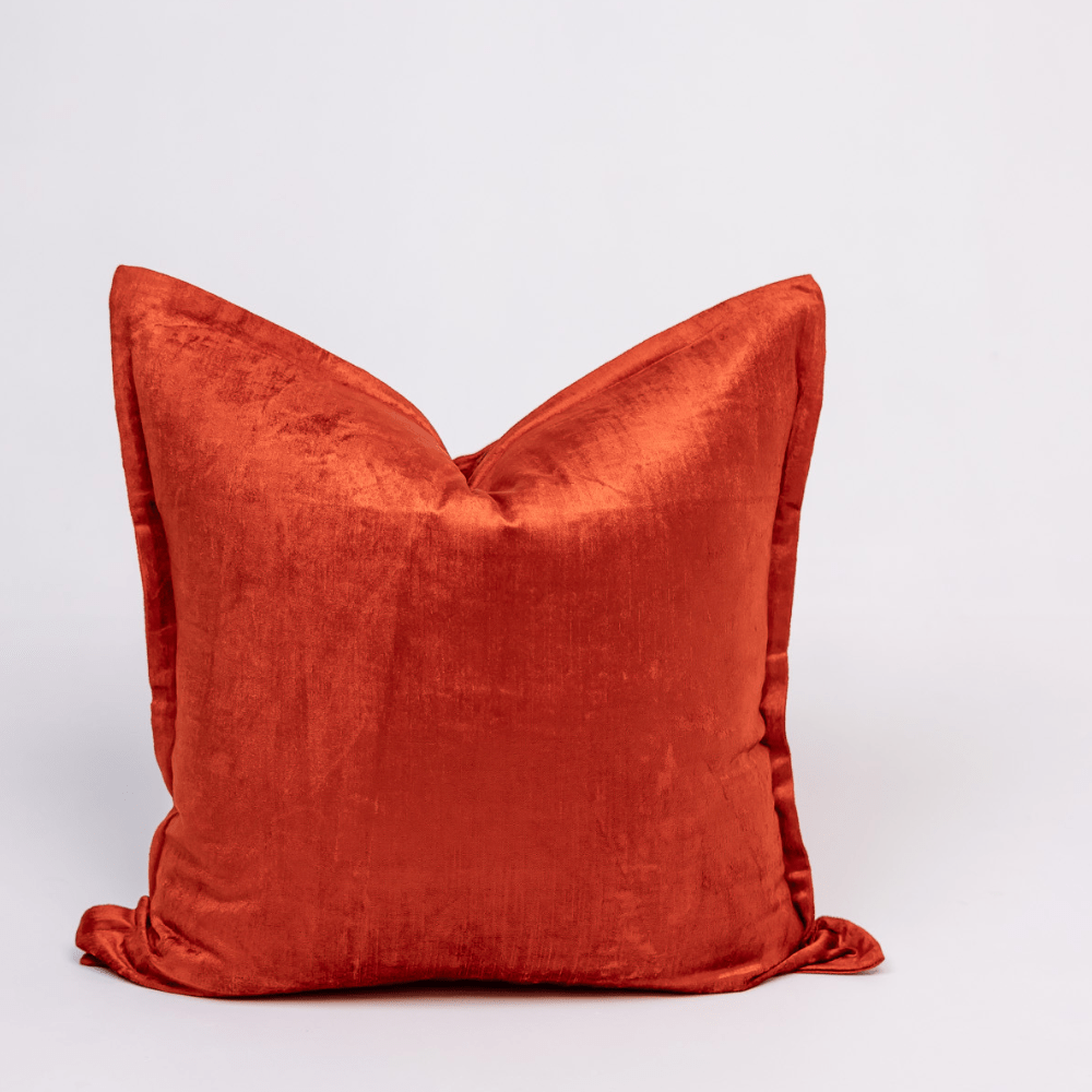 BHD HOME BHD Bespoke Velvet Flange Red Large Lounge Cushion 60 x 60cm