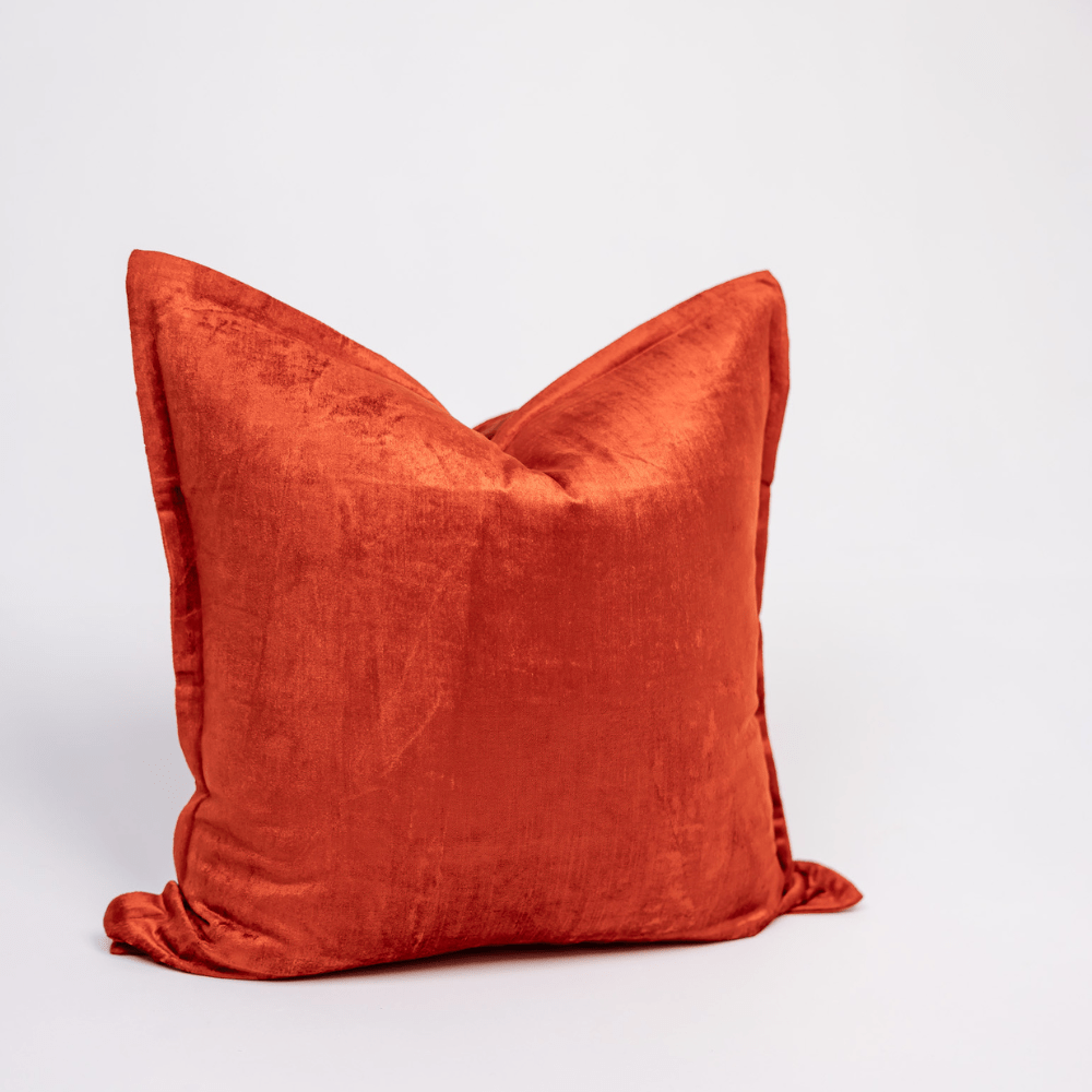 BHD HOME BHD Bespoke Velvet Flange Red Large Lounge Cushion 60 x 60cm