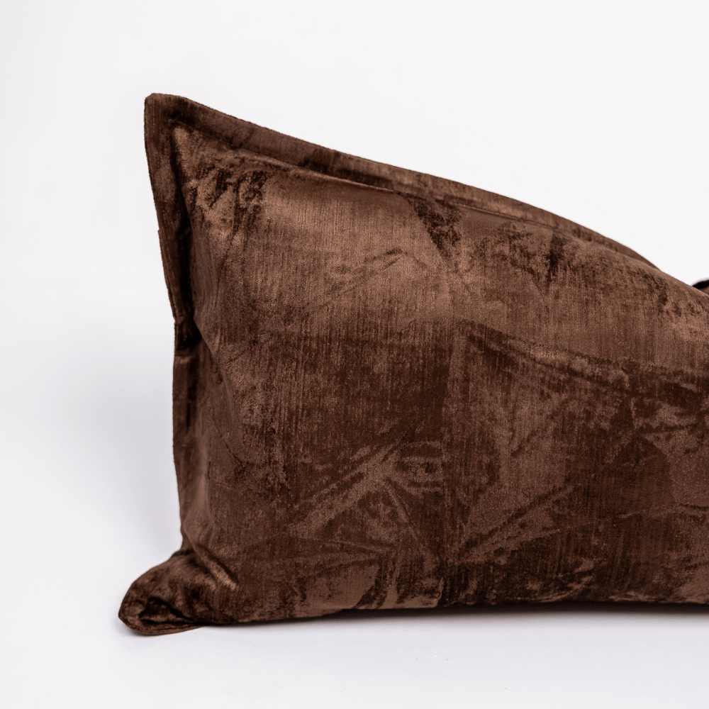 BHD HOME BHD Bespoke Velvet Flange Rich Chocolate Long Lumbar Cushion 40 x 90cm