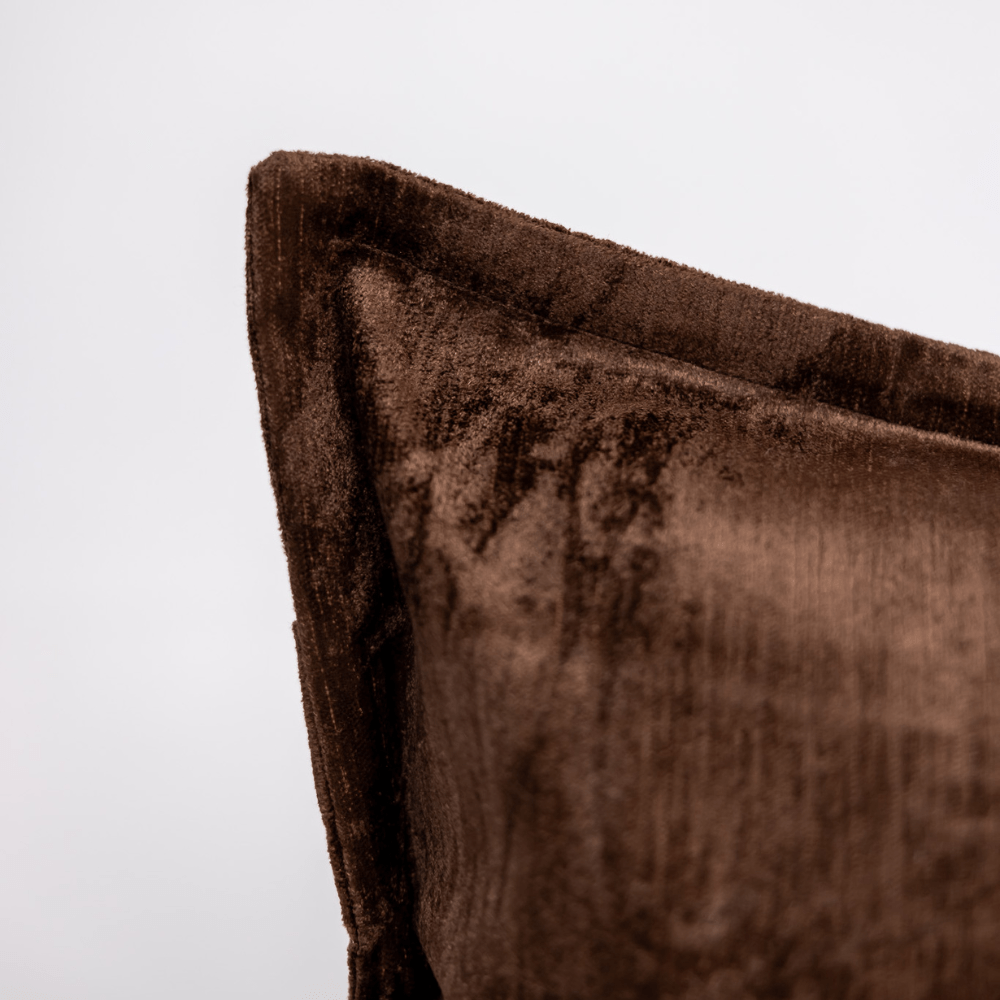 BHD HOME BHD Bespoke Velvet Flange Rich Chocolate Long Lumbar Cushion 40 x 90cm