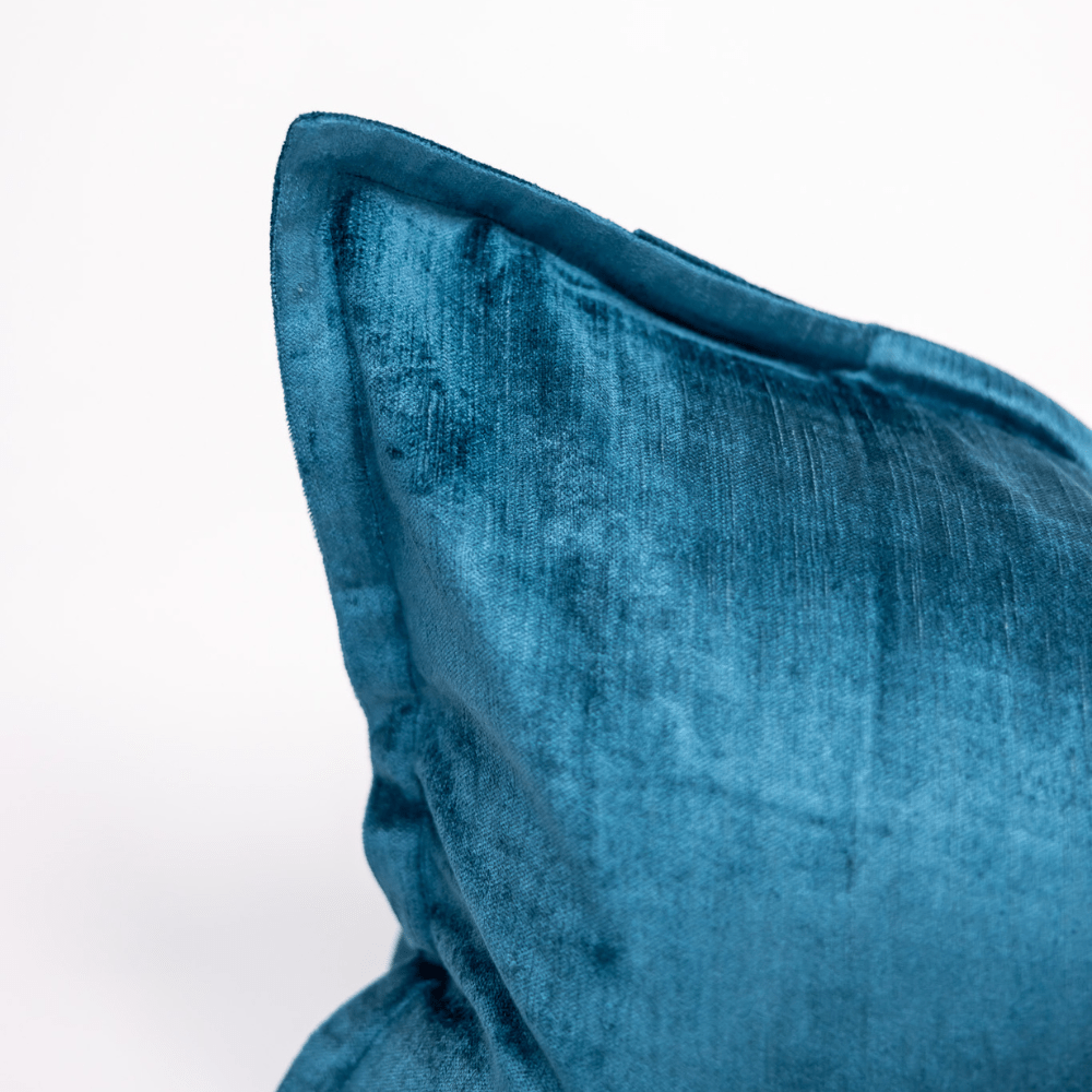 BHD HOME BHD Bespoke Velvet Flange Teal Medium Lumbar Cushion 40 x 60cm
