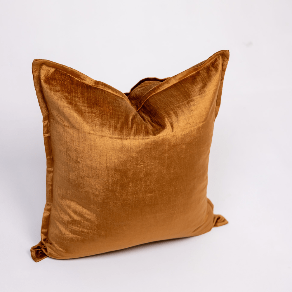 BHD HOME BHD Bespoke Velvet Flange Toffee Large Lounge Cushion 60 x 60cm