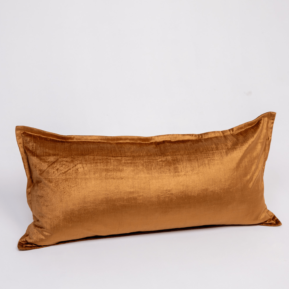 BHD HOME BHD Bespoke Velvet Flange Toffee Long Lumbar Cushion 40 x 90cm