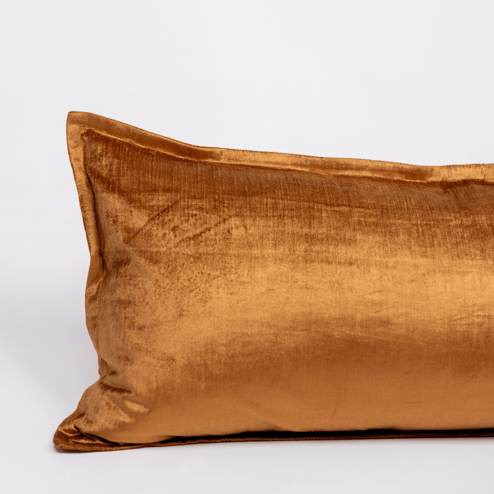 BHD HOME BHD Bespoke Velvet Flange Toffee Long Lumbar Cushion 40 x 90cm