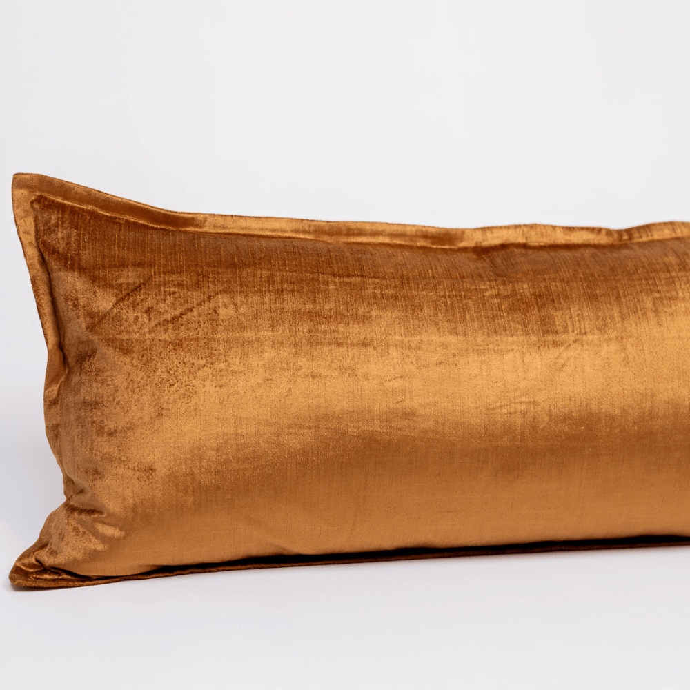 BHD HOME BHD Bespoke Velvet Flange Toffee Long Lumbar Cushion 40 x 90cm