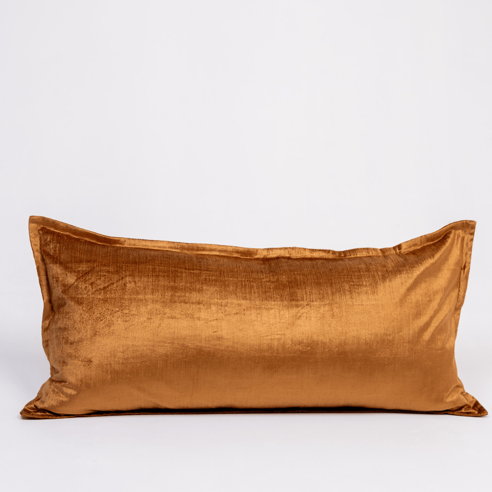 BHD HOME BHD Bespoke Velvet Flange Toffee Long Lumbar Cushion 40 x 90cm