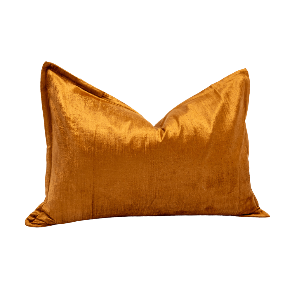 BHD HOME BHD Bespoke Velvet Flange Toffee Medium Lumbar Cushion 40 x 60cm