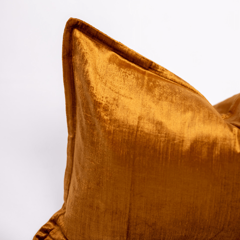 BHD HOME BHD Bespoke Velvet Flange Toffee Medium Lumbar Cushion 40 x 60cm