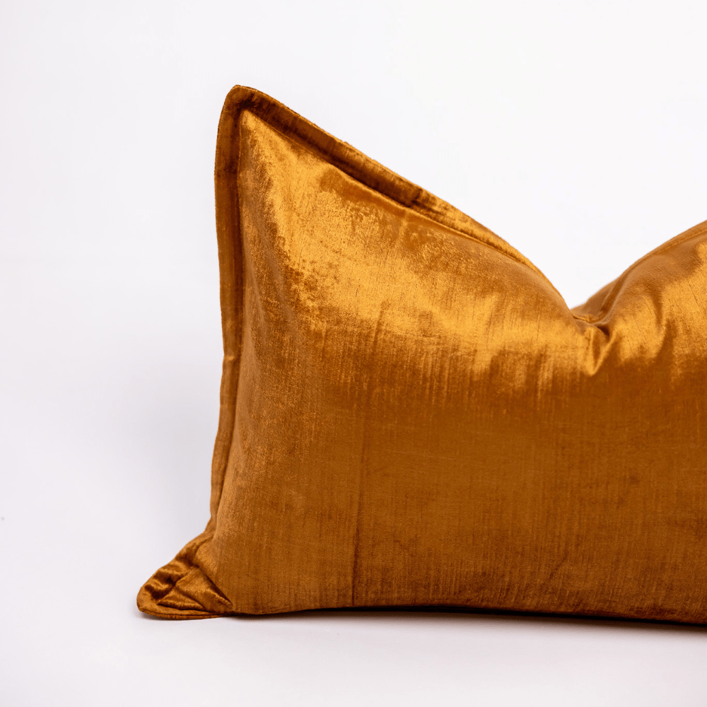 BHD HOME BHD Bespoke Velvet Flange Toffee Medium Lumbar Cushion 40 x 60cm