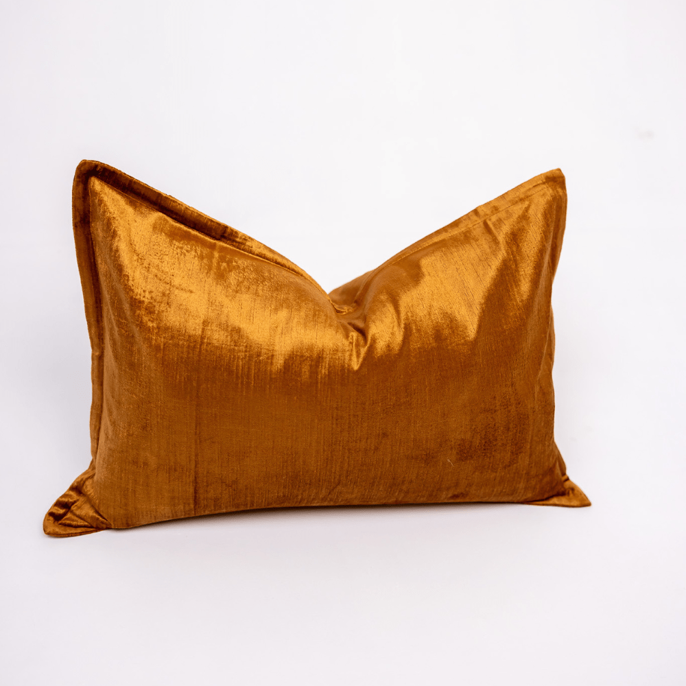 BHD HOME BHD Bespoke Velvet Flange Toffee Medium Lumbar Cushion 40 x 60cm