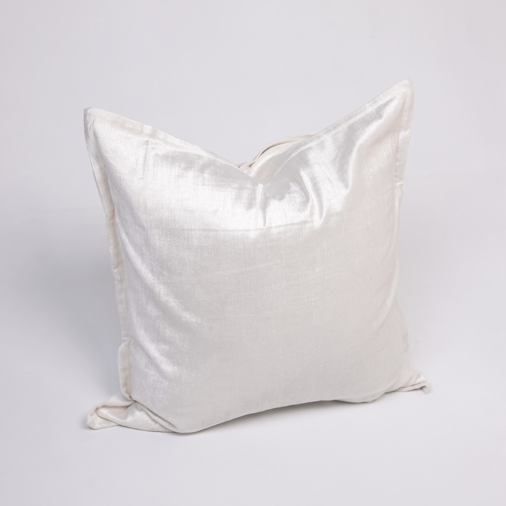BHD HOME BHD Bespoke Velvet Flange White Large Lounge Cushion 60 x 60cm