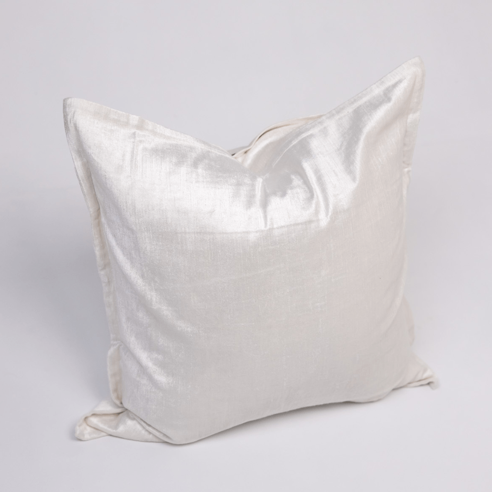 BHD HOME BHD Bespoke Velvet Flange White Large Lounge Cushion 60 x 60cm