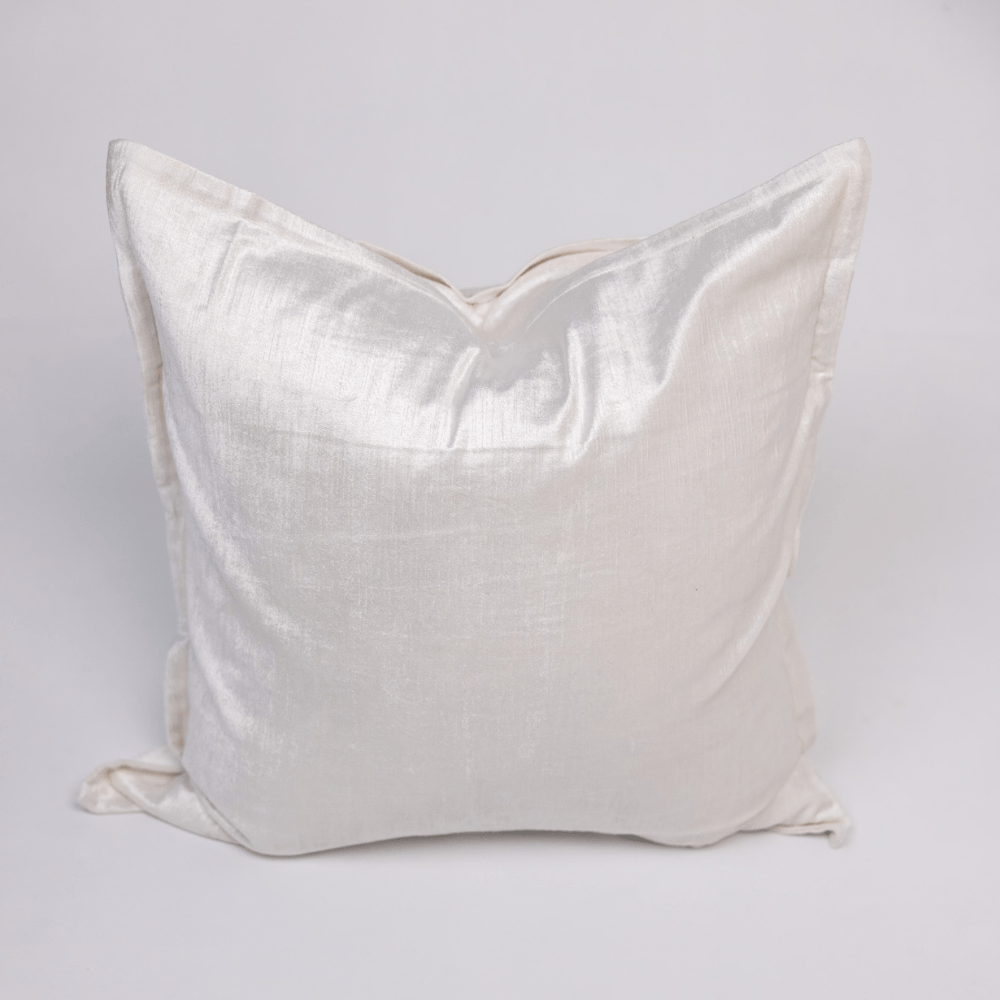 BHD HOME BHD Bespoke Velvet Flange White Large Lounge Cushion 60 x 60cm