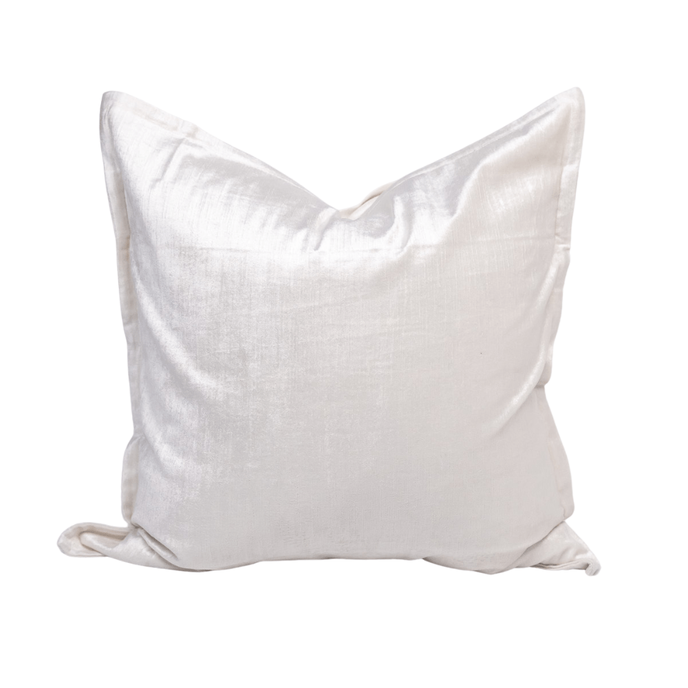 BHD HOME BHD Bespoke Velvet Flange White Large Lounge Cushion 60 x 60cm