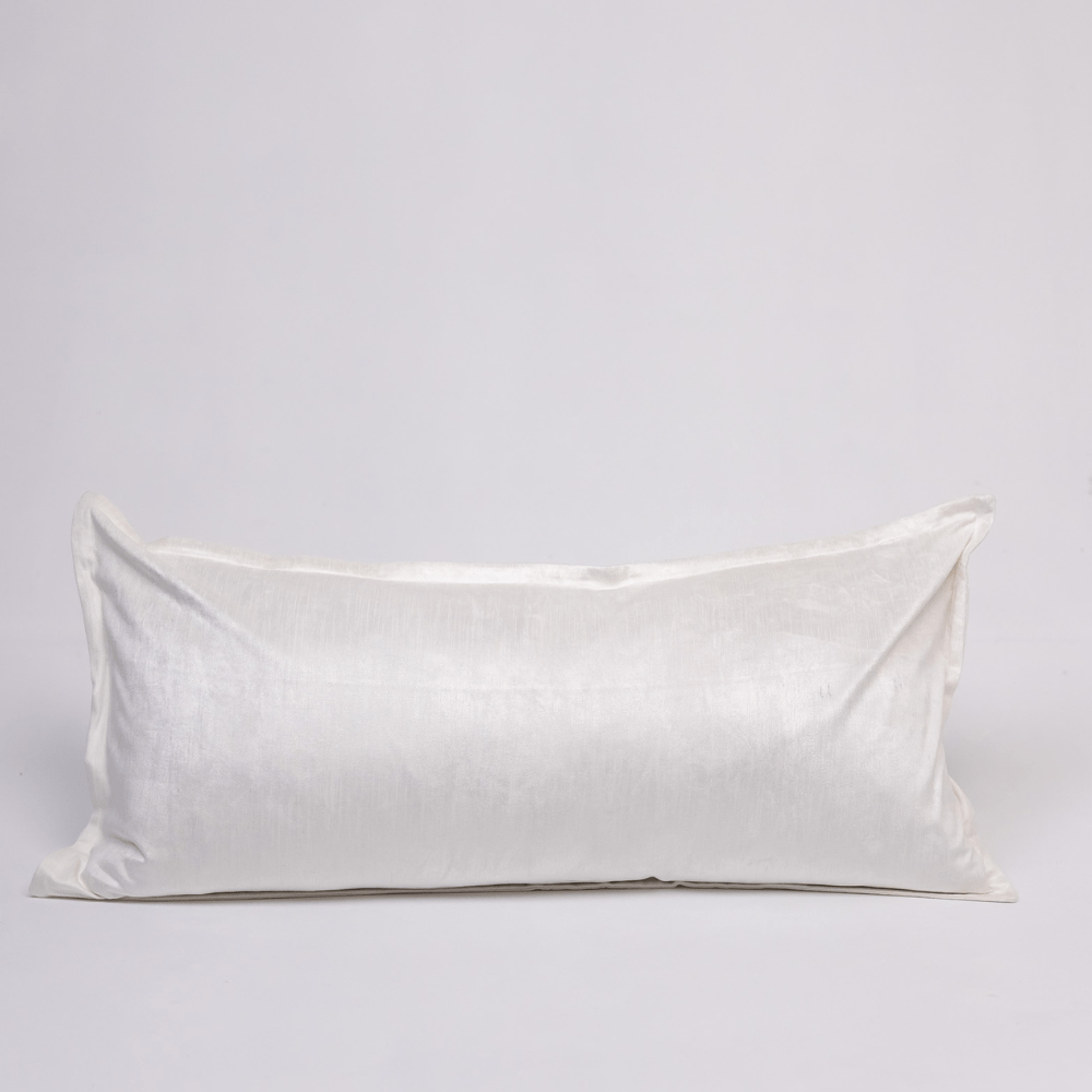 BHD HOME BHD Bespoke Velvet Flange White Long Lumbar Cushion 40 x 90cm