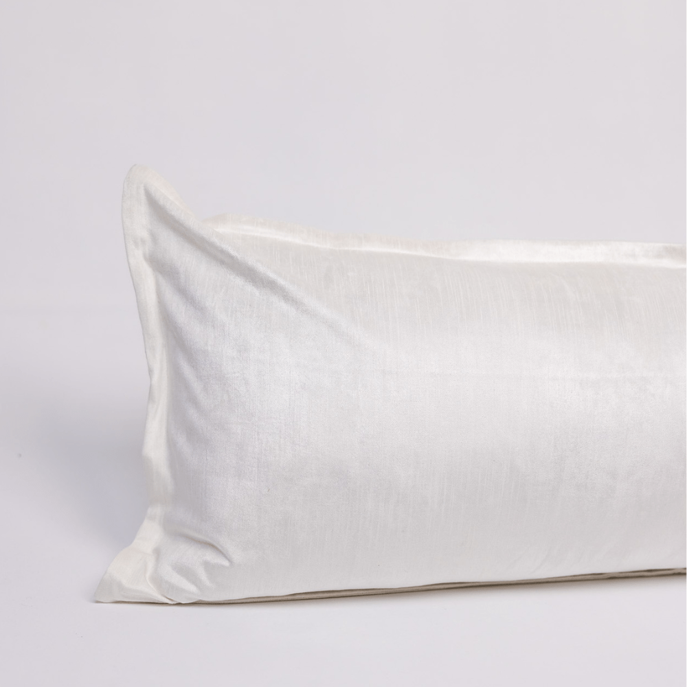 BHD HOME BHD Bespoke Velvet Flange White Long Lumbar Cushion 40 x 90cm