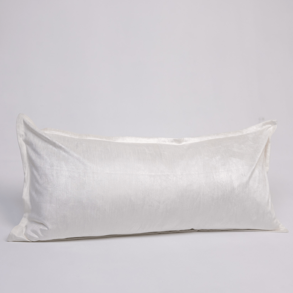 BHD HOME BHD Bespoke Velvet Flange White Long Lumbar Cushion 40 x 90cm