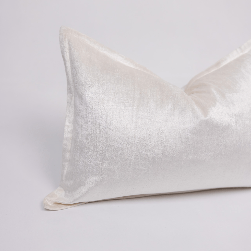 BHD HOME BHD Bespoke Velvet Flange White Medium Lumbar Cushion 40 x 60cm